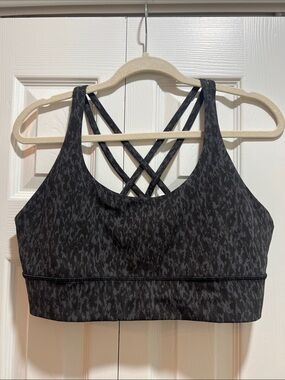 Lululemon Energy Longline Black Patterned Crisscross Sports Bra
